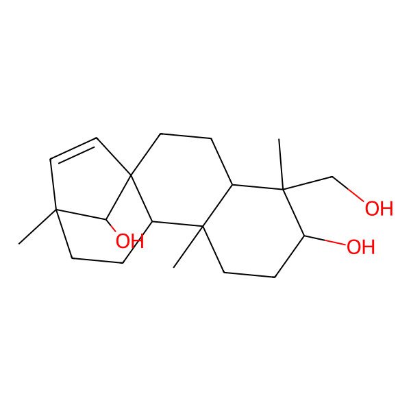 2D Structure of 5-(Hydroxymethyl)-5,9,13-trimethyltetracyclo[11.2.1.01,10.04,9]hexadec-14-ene-6,16-diol