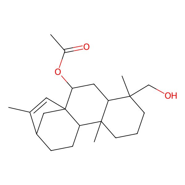 2D Structure of [5-(Hydroxymethyl)-5,9,14-trimethyl-2-tetracyclo[11.2.1.01,10.04,9]hexadec-14-enyl] acetate