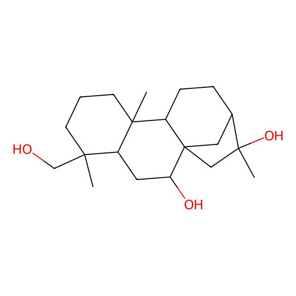 2D Structure of 5-(Hydroxymethyl)-5,9,14-trimethyltetracyclo[11.2.1.01,10.04,9]hexadecane-2,14-diol