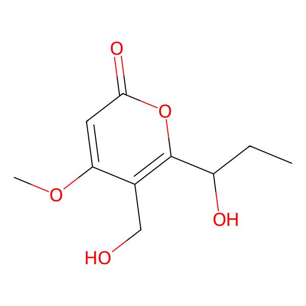 2D Structure of 5-(Hydroxymethyl)-6-(1-hydroxypropyl)-4-methoxypyran-2-one