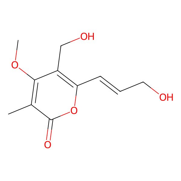 2D Structure of 5-(Hydroxymethyl)-6-(3-hydroxyprop-1-enyl)-4-methoxy-3-methylpyran-2-one