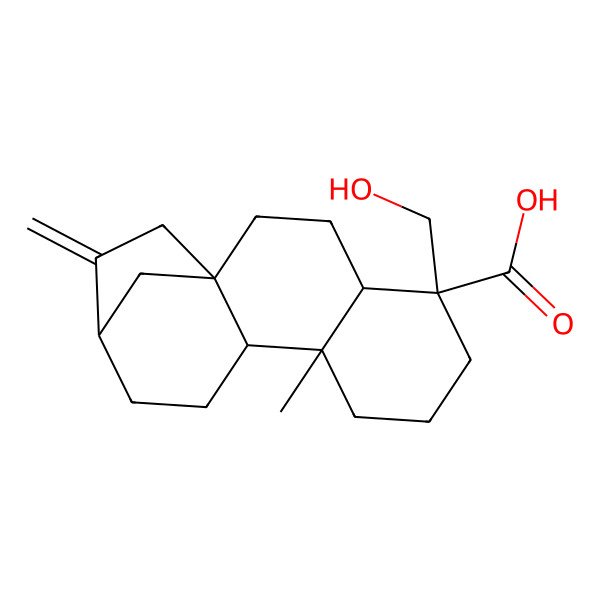 2D Structure of 5-(Hydroxymethyl)-9-methyl-14-methylidenetetracyclo[11.2.1.01,10.04,9]hexadecane-5-carboxylic acid