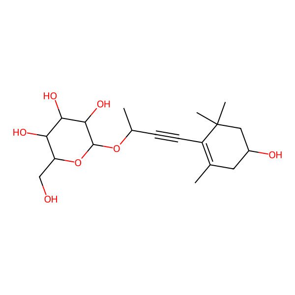 2D Structure of 5-Megastigmen-7-yne-3,9-diol 9-glucoside