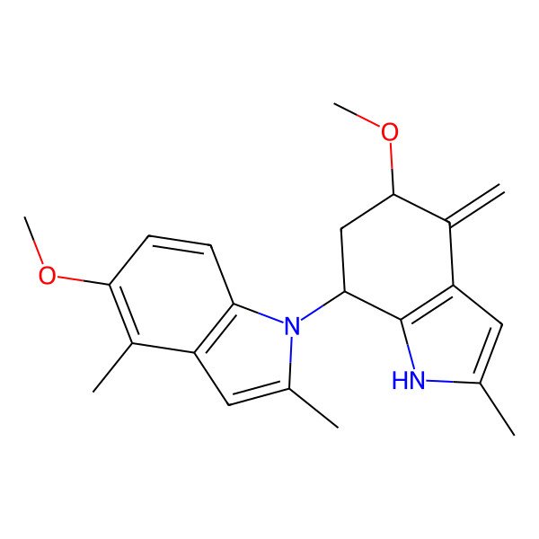 2D Structure of 5-Methoxy-1-(5-methoxy-2-methyl-4-methylidene-1,5,6,7-tetrahydroindol-7-yl)-2,4-dimethylindole