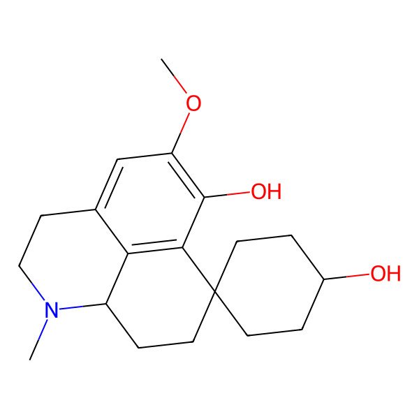 2D Structure of 5-methoxy-1-methylspiro[3,8,9,9a-tetrahydro-2H-benzo[de]quinoline-7,4'-cyclohexane]-1',6-diol