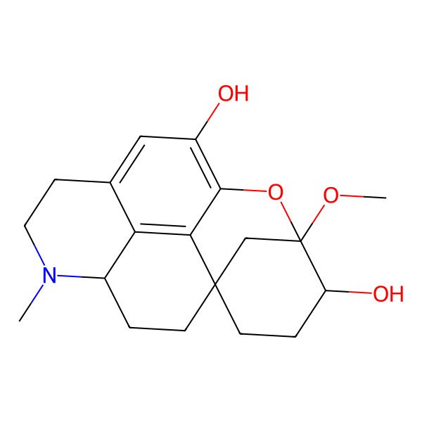 2D Structure of 5-Methoxy-13-methyl-6-oxa-13-azapentacyclo[8.6.2.11,5.07,17.014,18]nonadeca-7,9,17-triene-4,8-diol