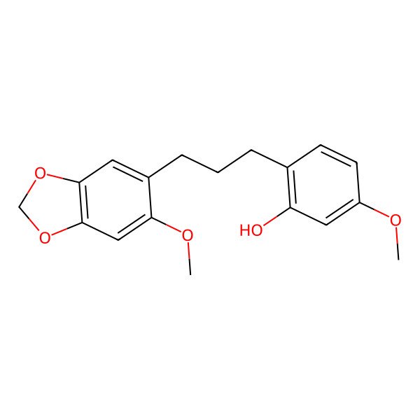 2D Structure of 5-Methoxy-2-[3-(6-methoxy-1,3-benzodioxol-5-yl)propyl]phenol