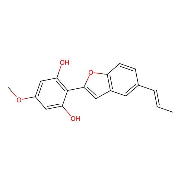 2D Structure of 5-Methoxy-2-(5-prop-1-enyl-1-benzofuran-2-yl)benzene-1,3-diol 2D Structure of 5-Methoxy-2-(5-prop-1-enyl-1-benzofuran-2-yl)benzene-1,3-diol