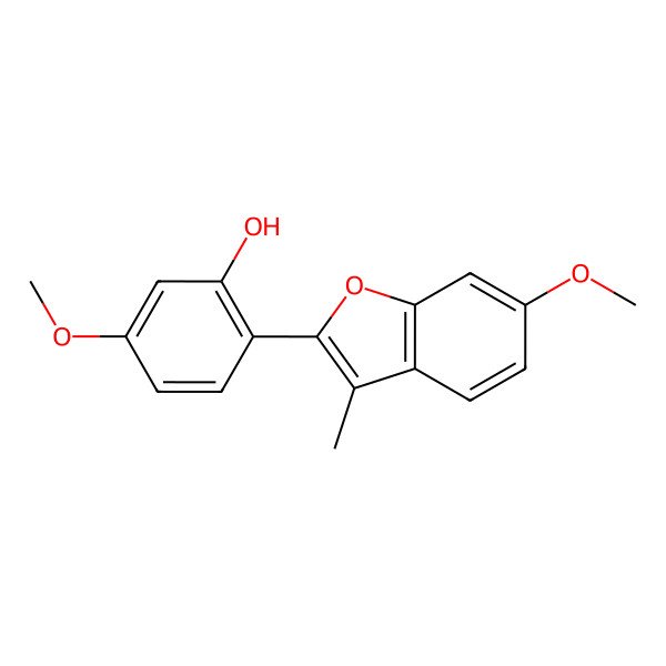 2D Structure of 5-Methoxy-2-(6-methoxy-3-methyl-1-benzofuran-2-yl)phenol