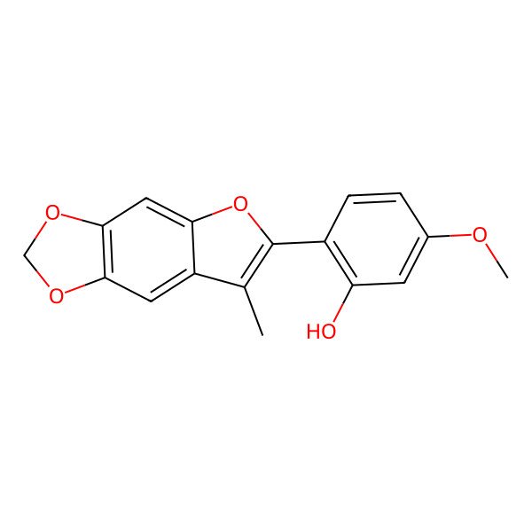 2D Structure of 5-Methoxy-2-(7-methylfuro[2,3-f][1,3]benzodioxol-6-yl)phenol