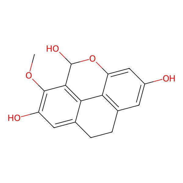 2D Structure of 5-Methoxy-2-oxatetracyclo[6.6.2.04,16.011,15]hexadeca-1(14),4(16),5,7,11(15),12-hexaene-3,6,13-triol
