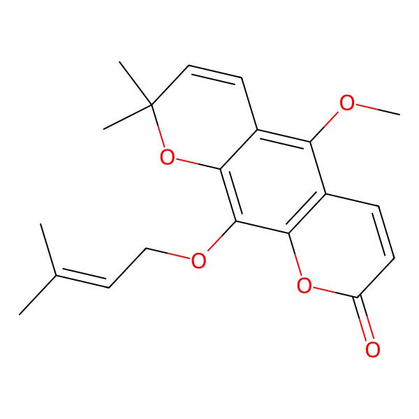 2D Structure of 5-Methoxy-2,2-dimethyl-10-(3-methylbut-2-enoxy)pyrano[3,2-g]chromen-8-one