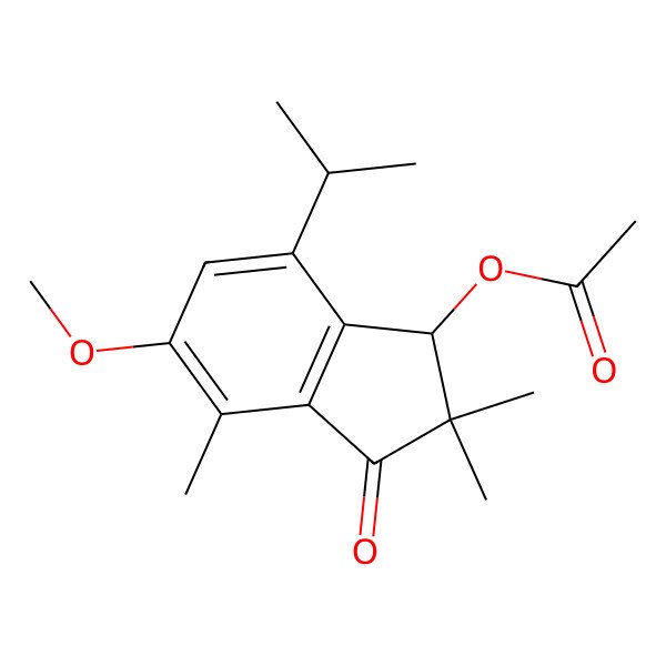 2D Structure of (5-methoxy-2,2,4-trimethyl-3-oxo-7-propan-2-yl-1H-inden-1-yl) acetate