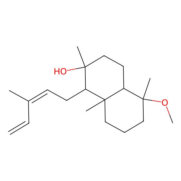 2D Structure of 5-methoxy-2,5,8a-trimethyl-1-(3-methylpenta-2,4-dienyl)-3,4,4a,6,7,8-hexahydro-1H-naphthalen-2-ol