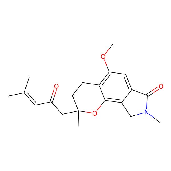 2D Structure of 5-methoxy-2,8-dimethyl-2-(4-methyl-2-oxopent-3-enyl)-4,9-dihydro-3H-pyrano[2,3-e]isoindol-7-one
