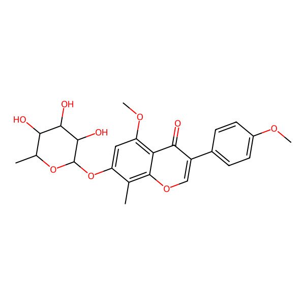2D Structure of 5-Methoxy-3-(4-methoxyphenyl)-8-methyl-7-(3,4,5-trihydroxy-6-methyloxan-2-yl)oxychromen-4-one 2D Structure of 5-Methoxy-3-(4-methoxyphenyl)-8-methyl-7-(3,4,5-trihydroxy-6-methyloxan-2-yl)oxychromen-4-one