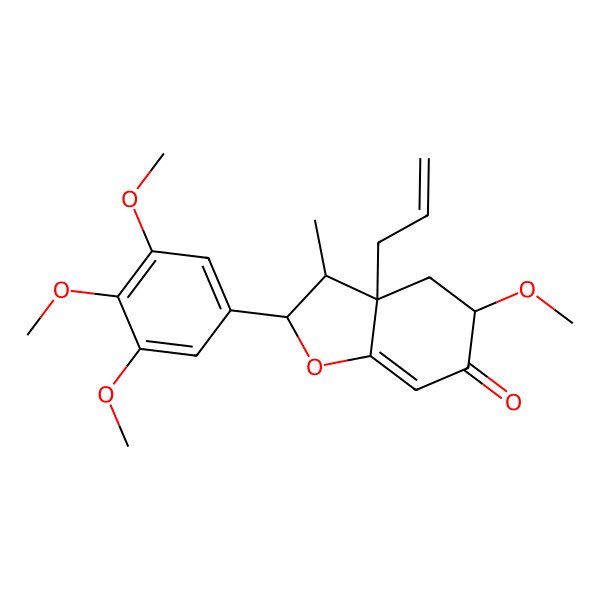 2D Structure of 5-Methoxy-3-methyl-3a-prop-2-enyl-2-(3,4,5-trimethoxyphenyl)-2,3,4,5-tetrahydro-1-benzofuran-6-one