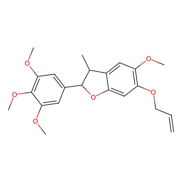 2D Structure of 5-Methoxy-3-methyl-6-prop-2-enoxy-2-(3,4,5-trimethoxyphenyl)-2,3-dihydro-1-benzofuran