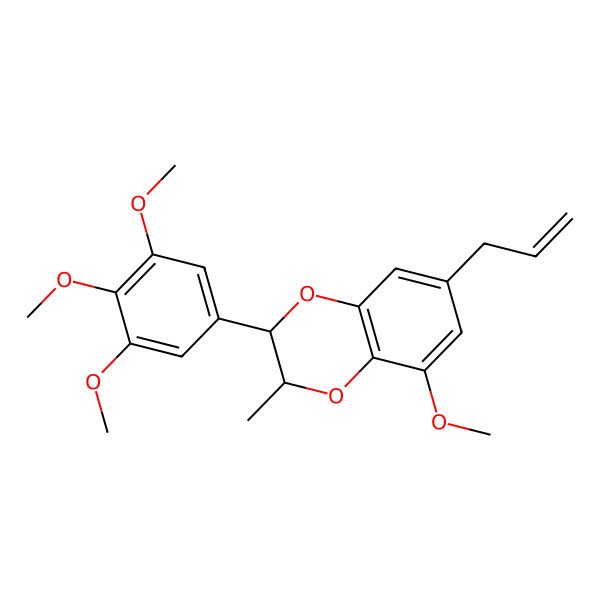 2D Structure of 5-Methoxy-3-methyl-7-prop-2-enyl-2-(3,4,5-trimethoxyphenyl)-2,3-dihydro-1,4-benzodioxine