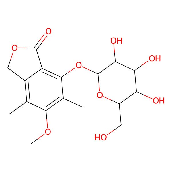 2D Structure of 5-methoxy-4,6-dimethyl-7-[3,4,5-trihydroxy-6-(hydroxymethyl)oxan-2-yl]oxy-3H-2-benzofuran-1-one