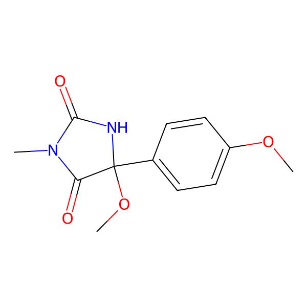 2D Structure of 5-Methoxy-5-(4-methoxyphenyl)-3-methylimidazolidine-2,4-dione