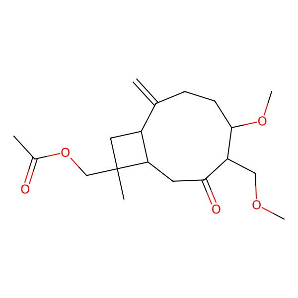 2D Structure of [5-Methoxy-6-(methoxymethyl)-10-methyl-2-methylidene-7-oxo-10-bicyclo[7.2.0]undecanyl]methyl acetate