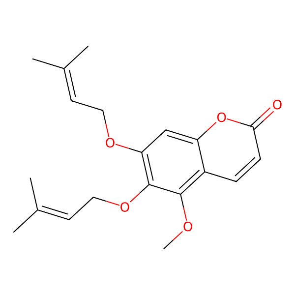 2D Structure of 5-Methoxy-6,7-bis(3-methylbut-2-enoxy)chromen-2-one