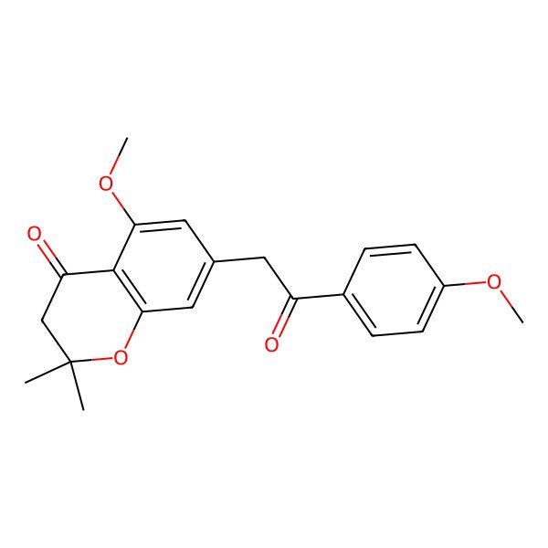 2D Structure of 5-methoxy-7-[2-(4-methoxyphenyl)-2-oxoethyl]-2,2-dimethyl-3H-chromen-4-one