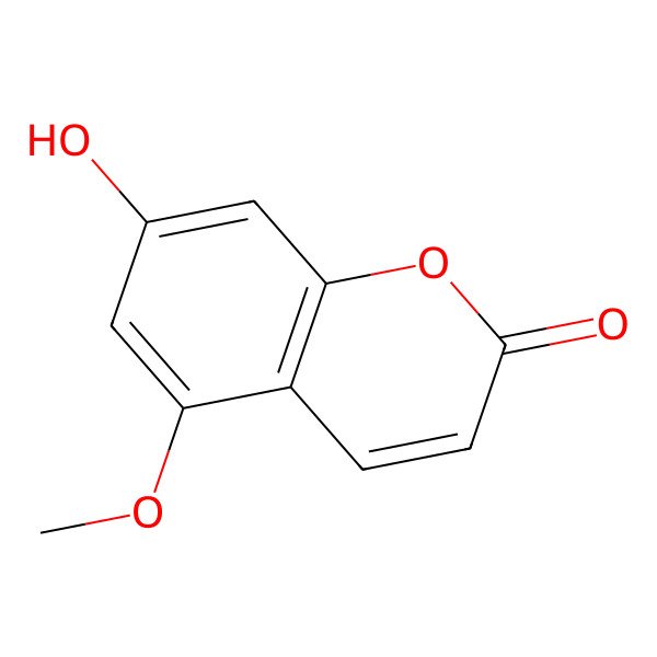 2D Structure of 2H-1-Benzopyran-2-one, 7-hydroxy-5-methoxy-