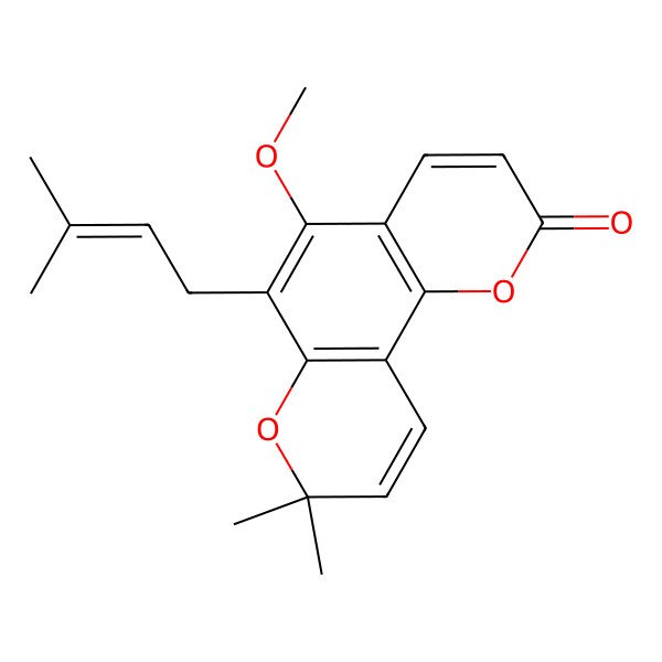 2D Structure of 5-Methoxy-8,8-dimethyl-6-(3-methylbut-2-enyl)pyrano[2,3-f]chromen-2-one