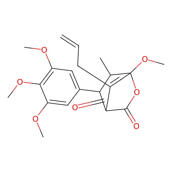 2D Structure of 5-Methoxy-9-methyl-3-prop-2-enyl-8-(3,4,5-trimethoxyphenyl)-6-oxabicyclo[3.2.2]non-3-ene-2,7-dione
