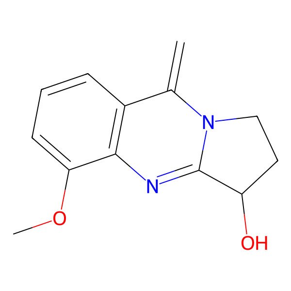 2D Structure of 5-methoxy-9-methylidene-2,3-dihydro-1H-pyrrolo[2,1-b]quinazolin-3-ol