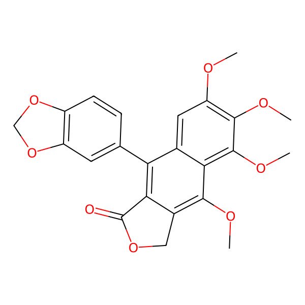 2D Structure of 9-(1,3-benzodioxol-5-yl)-4,5,6,7-tetramethoxy-3H-benzo[f][2]benzofuran-1-one