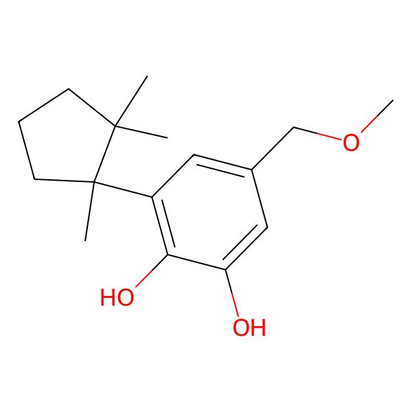 2D Structure of 5-(Methoxymethyl)-3-(1,2,2-trimethylcyclopentyl)benzene-1,2-diol