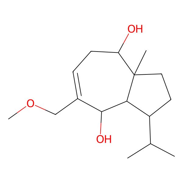 2D Structure of 5-(methoxymethyl)-8a-methyl-3-propan-2-yl-2,3,3a,4,7,8-hexahydro-1H-azulene-4,8-diol