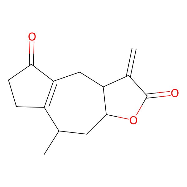 2D Structure of 5-methyl-1-methylidene-4,5,6,7,9,9a-hexahydro-3aH-azuleno[6,7-b]furan-2,8-dione