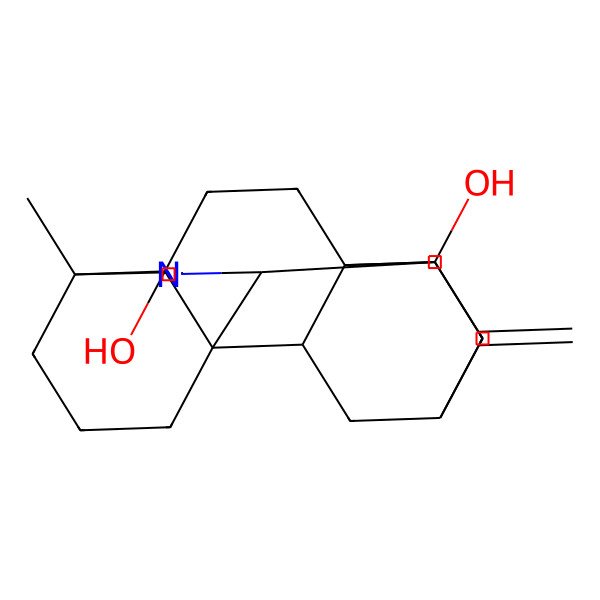 2D Structure of 5-Methyl-12-methylidene-7-azahexacyclo[9.6.2.01,8.05,17.09,14.014,18]nonadec-6-ene-13,17-diol