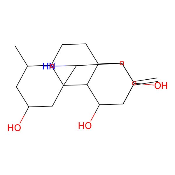 2D Structure of 5-Methyl-12-methylidene-7-azahexacyclo[9.6.2.01,8.05,17.09,14.014,18]nonadecane-3,10,19-triol