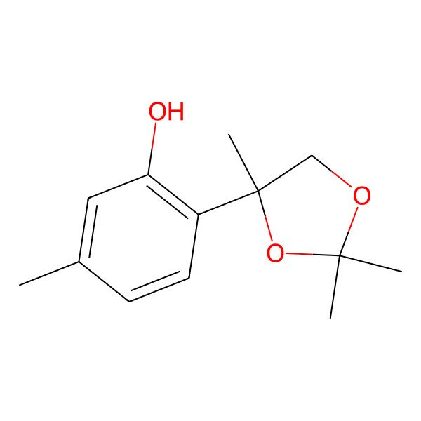 2D Structure of 5-Methyl-2-(2,2,4-trimethyl-1,3-dioxolan-4-yl)phenol