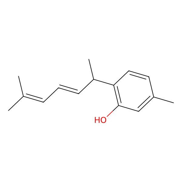 2D Structure of 5-methyl-2-[(2R,3E)-6-methylhepta-3,5-dien-2-yl]phenol
