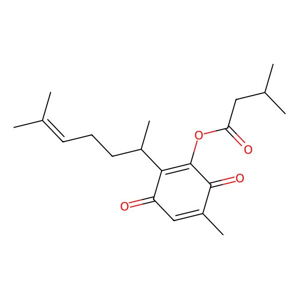 2D Structure of [5-Methyl-2-(6-methylhept-5-en-2-yl)-3,6-dioxocyclohexa-1,4-dien-1-yl] 3-methylbutanoate