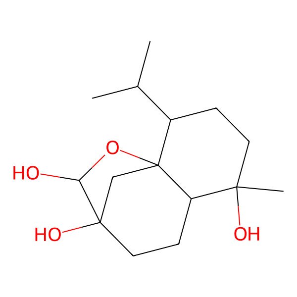 2D Structure of 5-Methyl-2-propan-2-yl-11-oxatricyclo[7.2.1.01,6]dodecane-5,9,10-triol