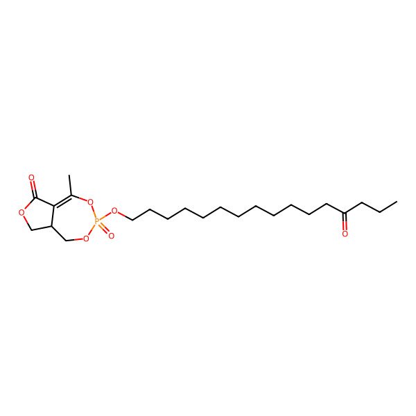 2D Structure of 5-methyl-3-oxo-3-(13-oxohexadecoxy)-8,8a-dihydro-1H-furo[3,4-e][1,3,2]dioxaphosphepin-6-one