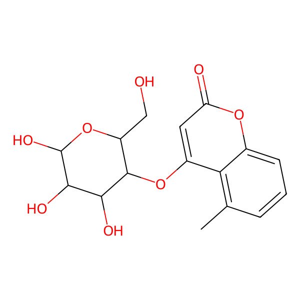 2D Structure of 5-methyl-4-[(2R,3S,4R,5R,6R)-4,5,6-trihydroxy-2-(hydroxymethyl)oxan-3-yl]oxychromen-2-one