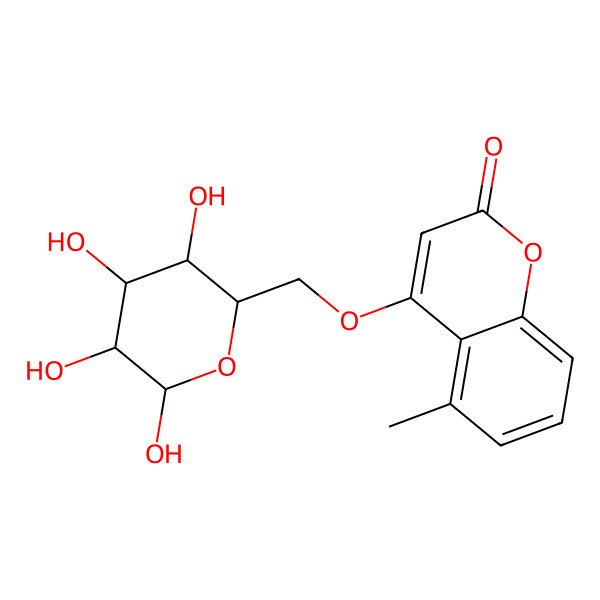 2D Structure of 5-methyl-4-[[(2R,3S,4S,5R,6R)-3,4,5,6-tetrahydroxyoxan-2-yl]methoxy]chromen-2-one