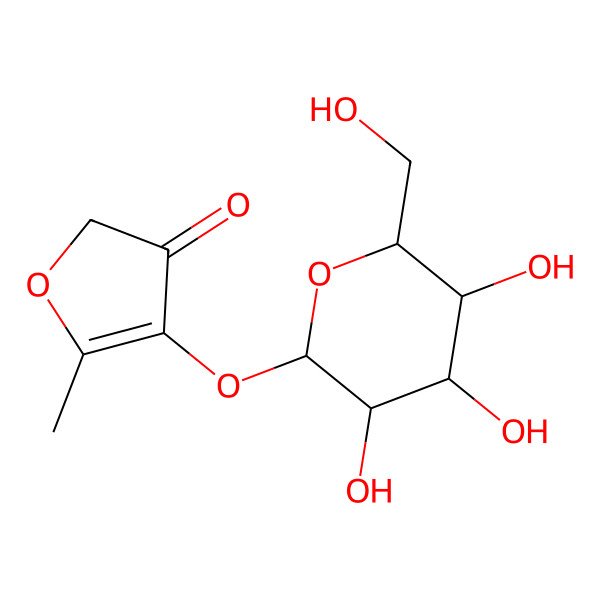 2D Structure of 5-methyl-4-[(2S,3R,4S,5S,6R)-3,4,5-trihydroxy-6-(hydroxymethyl)oxan-2-yl]oxyfuran-3-one