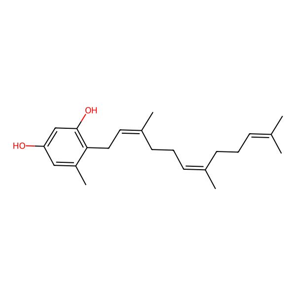 2D Structure of 5-Methyl-4-(3,7,11-trimethyldodeca-2,6,10-trien-1-YL)benzene-1,3-diol