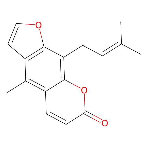 2D Structure of 5-Methyl-8-(3-methylbut-2-enyl) furanocoumarin