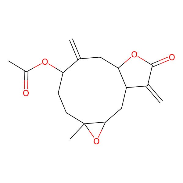 2D Structure of (5-Methyl-9,14-dimethylidene-13-oxo-4,12-dioxatricyclo[9.3.0.03,5]tetradecan-8-yl) acetate