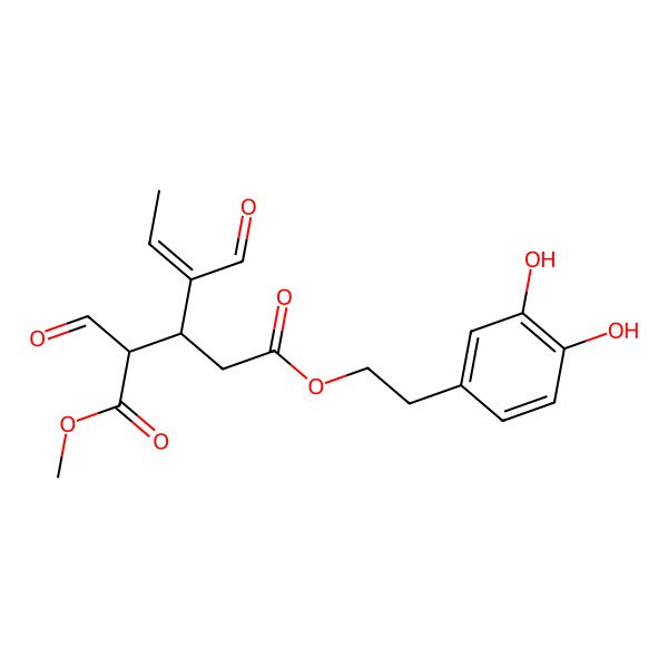 2D Structure of 5-O-[2-(3,4-dihydroxyphenyl)ethyl] 1-O-methyl 2-formyl-3-(1-oxobut-2-en-2-yl)pentanedioate